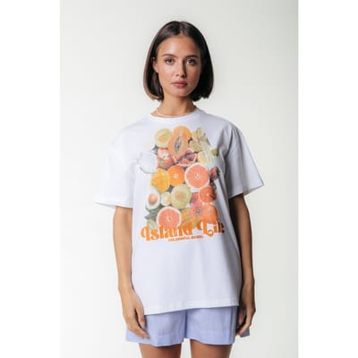 Colourful Rebel Island Life Loosefit Tee Standard White Size: S | T-Shirts Outlet | Dames | Wit