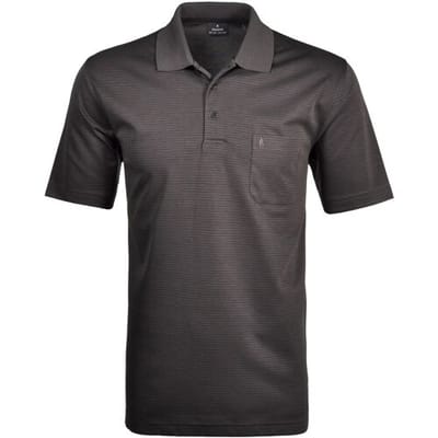 Ragman Polo Softknit Fine Stripe Easy Care Dark Slate / male