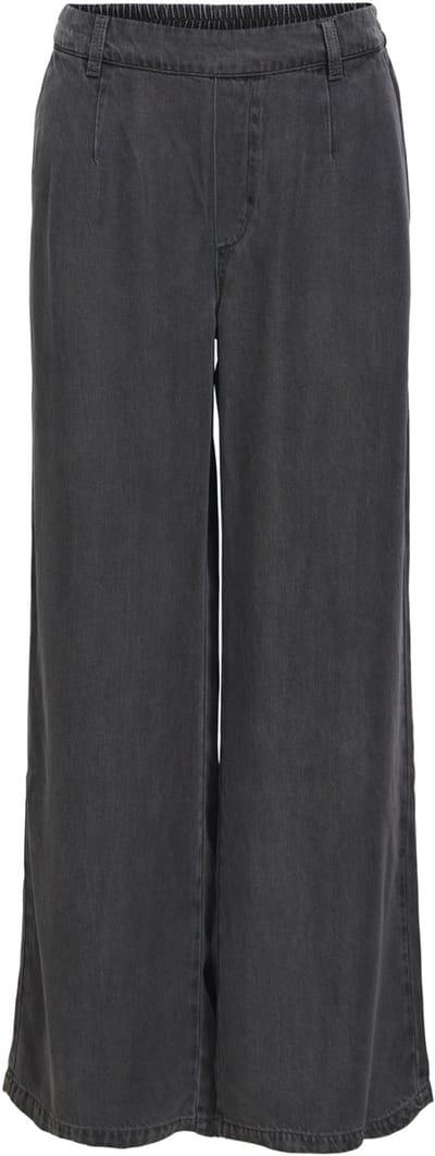 Object zwarte dames broek   Wide leg fit   Steekzakken   Elastische boord   Regular waist Zwart M