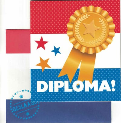 WENSKAART - KAART - DIPLOMA - GESLAAGD