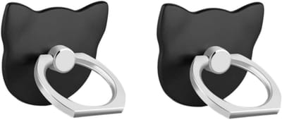Thijox - 2 Stuks Telefoon-Ringhouders, 360° Mobiele Telefoongrepen voor Smartphones en Mobiele Telefoons, Zwart, Perfect voor Handige Grip en Gebruiks