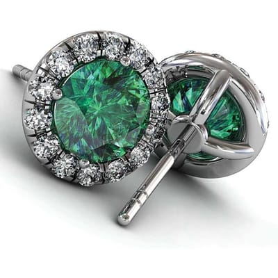 POMOiii Vintage Groene Zirkonia Oorknopjes Dames Voor Retro Feest Temperament Vrouwen Oorbellen Piercing Oor Luxe Sieraden
