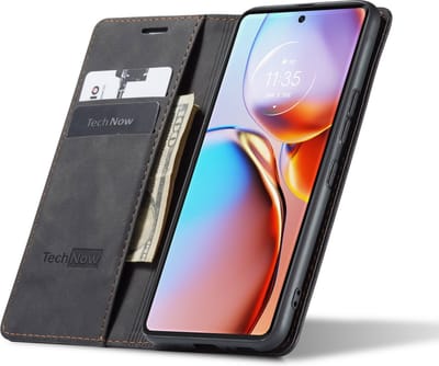 Motorola Moto Edge 40 Pro Hoesje - Book Case Leer Slimline Zwart