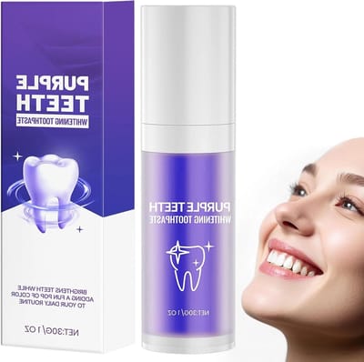 Kleurcorrectie tandpasta voor witte tanden, paarse tandpasta zonder peroxide voor zacht bleken en diepe reiniging, 30 ml verpakking