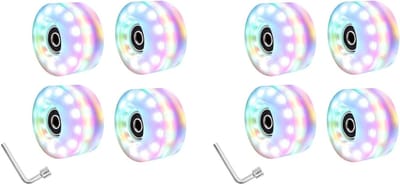 Rolschaatswielen Set - Lichtgevende Wielen - Buiten Skaten - Fel Lichteffect - 58x32mm 8 Stuks - Kleurrijk