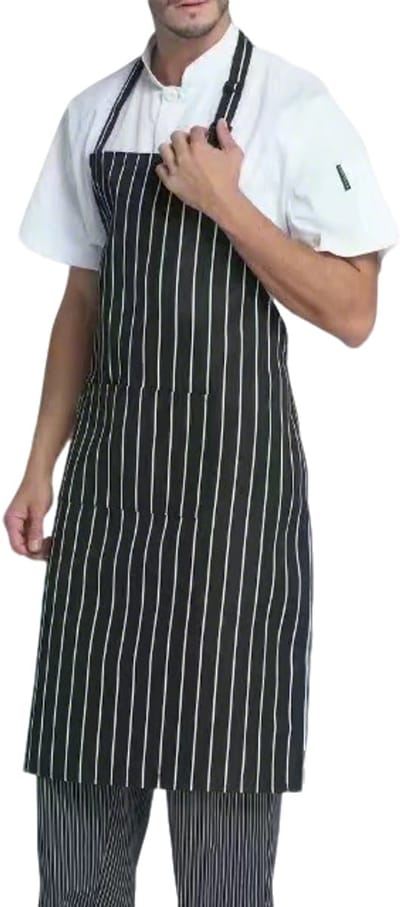 Keukenschort - Professioneel kookschort - Schort voor de horeca - Keukenschort - Schort - Twee zakken - 95*68 cm - Unisex - Vlekbestendig - Geschikt voor keukens, restaurants, barbecues, enz. - Zwart, wit