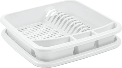Plastic Forte Afdruiprek - met lekbak - ivoor wit - 39 x 39 cm - Afwasrek - Afdruiprekken