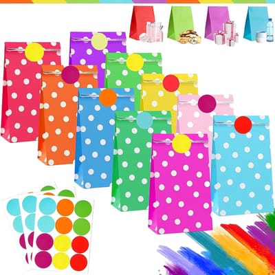 Solidchoice - Set van 30 Kleurige Cadeauzakjes met Stickers