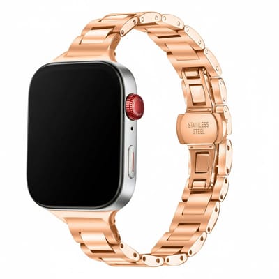 Stalen bandje - geschikt voor Huawei Watch Fit 5 (PRO), Watch Fit 4 (Pro), Watch Fit 3 - luxe rvs schakelbandje met vlindersluiting - rosegoud