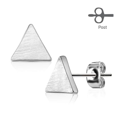 Oorbellen triangel geborsteld - zilver - LMPiercings