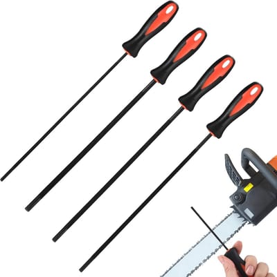 4-delige vijlset voor kettingzaag met handvat - Ronde vijlen voor slijpen - Gereedschap voor hout en metaalbewerking