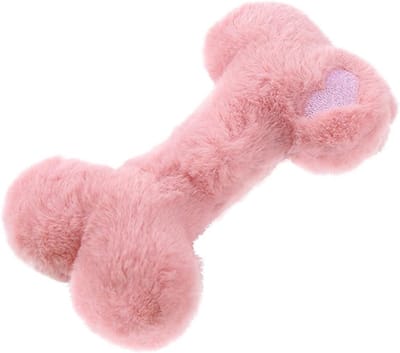 Honden Knuffel Bot met Pieper – Pluche Honden Speelgoed voor Puppy & Kleine Honden – Zacht Kauwspeeltje – Roze 18cm