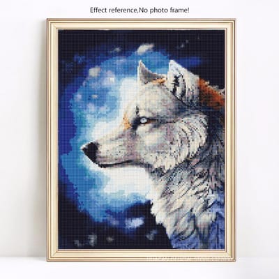 Diamant schilderij ronde stenen dieren mozaïek diamant wolf foto's met strass steentjes 20X30 black