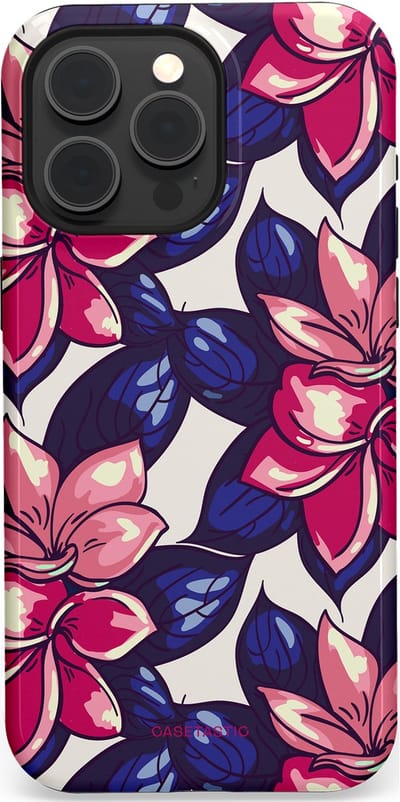 Casetastic hoesje geschikt voor Apple iPhone 15 Pro Max - MagSafe - Dubbellaagse bescherming - Tropen paradijs - Fashion Case - Donkerblauw Roze Koraal Lila