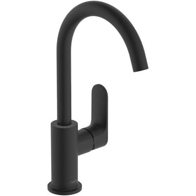 hansgrohe Rebris S - Wastafelmengkraan - Ééngreeps bediening - Met trekwaste - 210mm maat - Draaibare uitloop - Mat Zwart