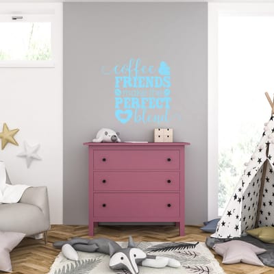Muursticker - Coffee & Friends - 40,6 x 49 - Licht Blauw