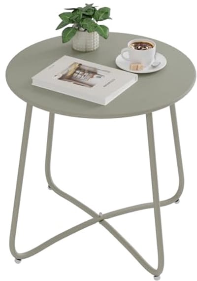 Ronde Balkon Tafel voor Binnen en Buiten - Metalen Salontafel met Verstelbare Voeten - 48 x 45 cm