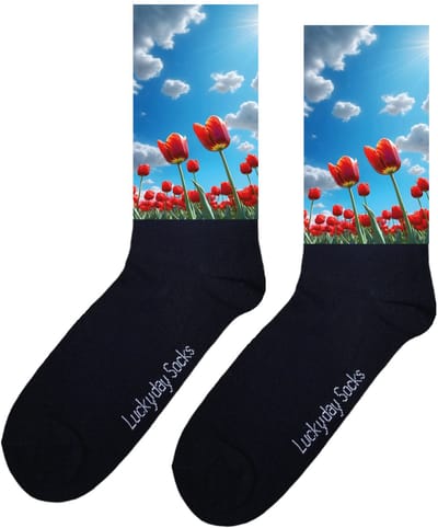 Tulpen sokken - Opkikker Cadeau - Grappige sokken - Valentijns cadeau - Verjaardag cadeau - Holland - NL - Leuke sokken - Vrolijke sokken - Bloemen sokken - Lente - Grappige cadeau - Kerstsokken - Vaderdag - Moederdag - Socks maken Happy - Onesize
