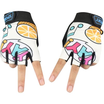 Kinderen halfvingerhandschoenen buiten rijden zomer dun zonbescherming antislip bergbeklimmen rolschaatsen slijtvast ademende handschoenen Length 12.5 Palm circumference 16