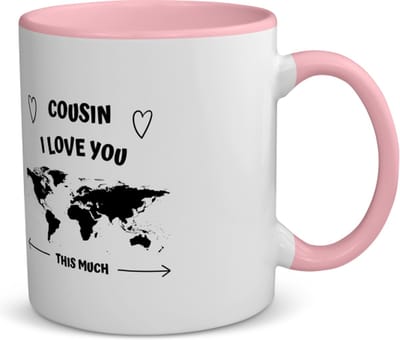 Akyol - cousin i love you this much koffiemok - theemok - roze - Neef - geweldige neef - liefste neef - verjaardag - cadeau - kado - bedankje - geschenk - 350 ML inhoud