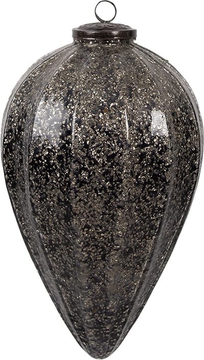 Clayre & Eef Kerstbal Overig Ø 17x26 cm Zwart Glas Kerstballen