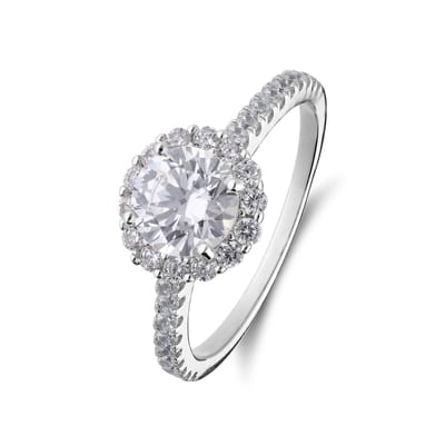 Lucardi Dames Zilveren ring met zirkonia voor dames - Ring - 925 Zilver - Zilverkleurig - 16 / 50 mm