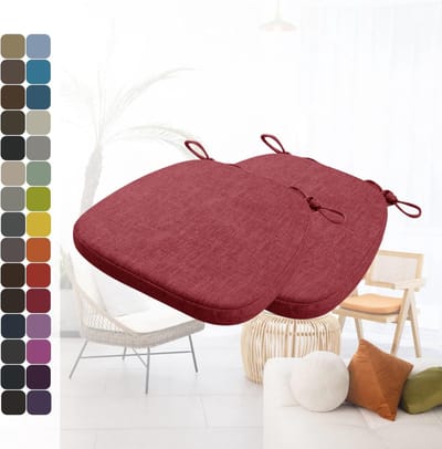 Set van 2 comfortabele wasbare stoelkussens met banden en antislip, ideaal voor thuis en tuin, 40 x 38 x 5 cm, keuze uit 30 kleuren