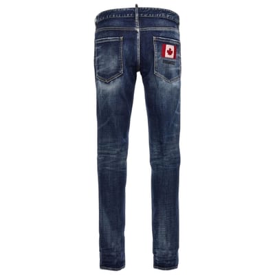 Dsquared2 Skater Jean Canadese vlagbadge Blue Wash Jeans