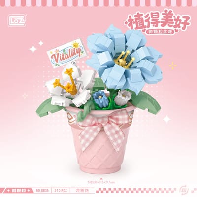 LOZ -Micro Blocks - Flower Pots - Blue Dragon Flowers | Mini Block Plant Set | Build and Create | Home Decoration | Happy Valentine | Gift No. 8835