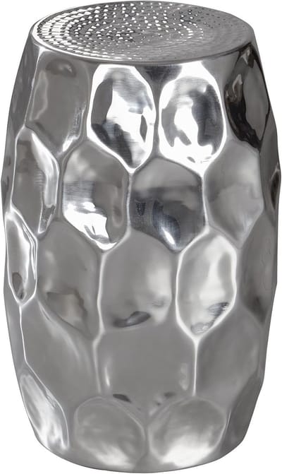 Ronde bijzettafel aluminium met hamerslag afwerking | Oosters metaal design