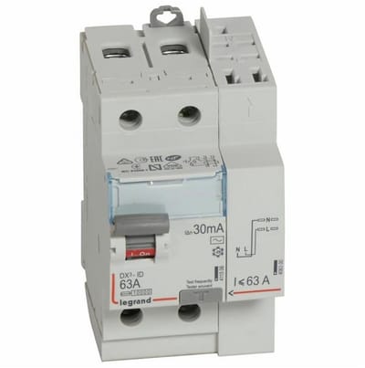 Differentiële schakelaar 2P 230V 30mA 63A voor stroomonderbreking en bescherming