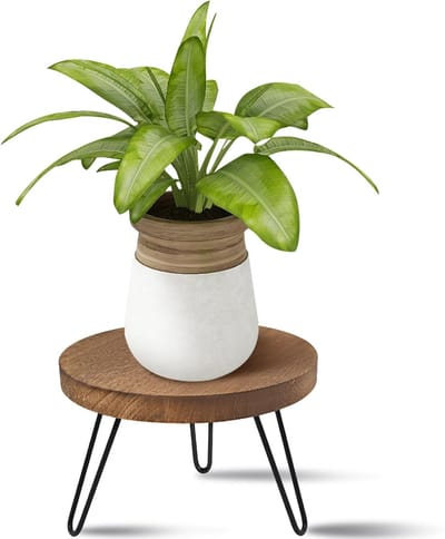 Famanu - Plantenroller Ø 30 cm met 5 wielen, draagvermogen 150 kg, natuursteenlook, leigrijs