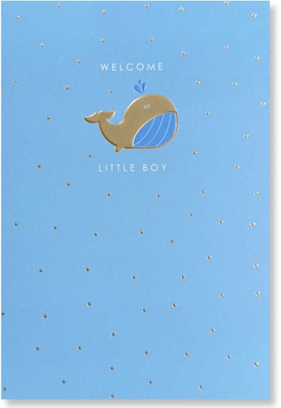 Cards & Crafts Welcome Little Boy - Geboortekaartje Jongen Wenskaart - 12 x 17 cm - gevouwen kaart Inclusief envelop
