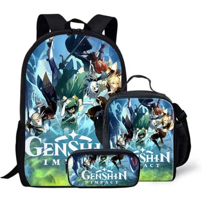 Klassiek Populair Nieuwigheid Grappig Genshin Impact 3D Print 3 stuks/Set leerling Schooltassen Laptop Dagrugzak Rugzak Lunchtas Etui