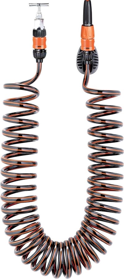 Spiraalslang Tuinslang - Slang Kit - Tuin Besproeien - Zelf oprollend - 10 meter - Zwart/Oranje/Grijs