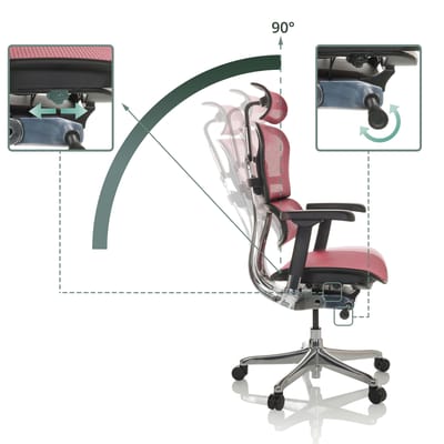 Bureaustoel / Directiestoel ERGOHUMAN GEN2 Netstof rood hjh OFFICE