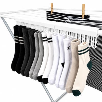 2 Stuks Sokkenknijpers voor Droogrek – Sokkenhanger voor Wasrek – Wasknijperstrip – Ruimtebesparende Sokkendroger – Geschikt voor 12 Sokken per Clip – Wit