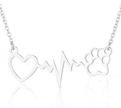 24/7 Jewelry Collection Hart Hartslag Hondenpoot Ketting - Zilverkleurig
