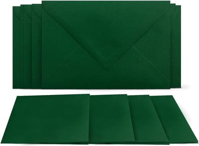 75x Donkergroene Blanco Vouwkaarten Set met DIN C6 Enveloppen voor Uitnodigingen en Groeten