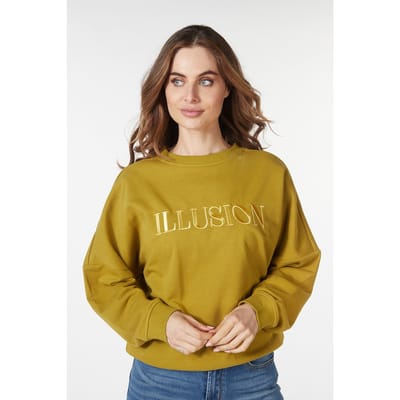 EsQualo Sweater Illusion Olive Maat: S | Sweaters Outlet | Dames | Groen