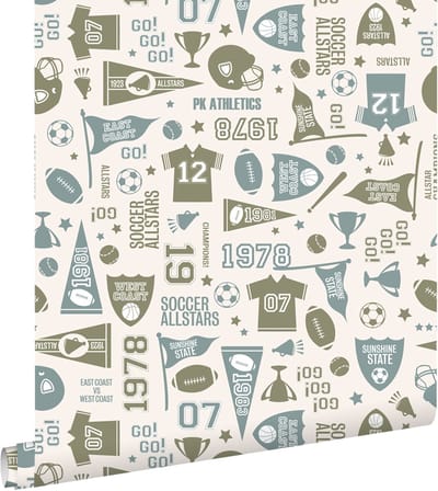 ESTAhome behang sportthema groen en blauw - 50 x 900 cm - 131943
