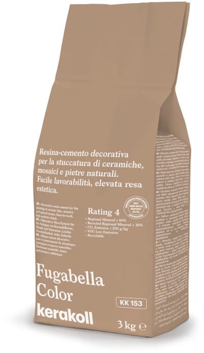 Kerakoll Fugabella Voegmiddel KK153 - Kleur 153 Licht Bruin - 3 kg Voegmortel voor Tegels & Natuursteen - Verkrijgbaar in 50 Kleuren - Greenbuild rating 4