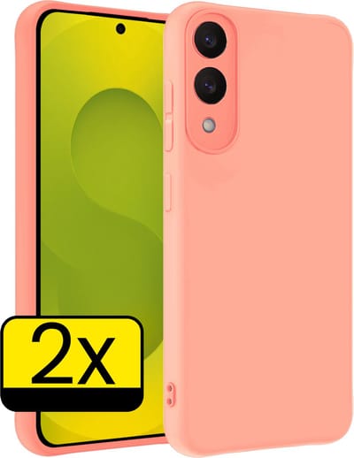 Hoesje - 2 Stuks - Geschikt voor Samsung Galaxy S25 Edge - Sterk & Shockproof - Case Siliconen - Back Cover - Telefoon Hoes - Telefoonhoesjes - Lichtroze