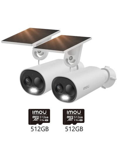 Cell 3C 100% Wireless 5MP/3MP - 2pcs [3MP 2K + Solar Panel] Kit / + 2pcs 512GB Memory Card