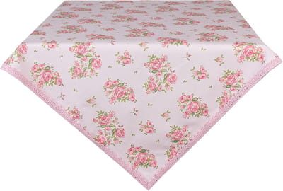 Clayre & Eef Tafelkleed 100x100 cm Roze Katoen Vierkant Rozen
