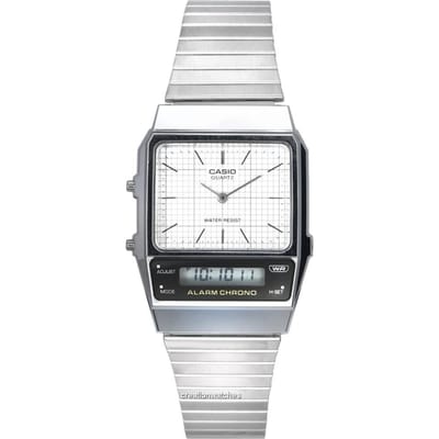 Casio Vintage Analoge Digitale Witte Wijzerplaat Quartz AQ-800E-7A AQ800E-7 Unisex Horloge wit