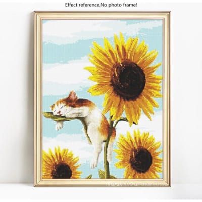 Peinture diamant thème fleur et chat, broderie complète 5D, image en strass, mosaïque, vente en solde 40X50