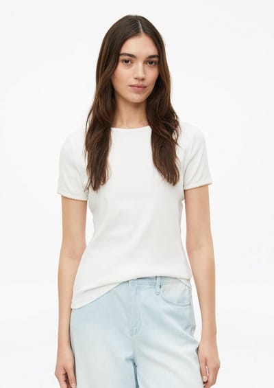 T-shirt slim fit elastisch met ronde hals en gegolfde rand voor dames s.Oliver