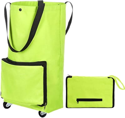 Boodschappentas met wielen - Trolley tas - Boodschappen vervoeren - Opvouwbaar en draaibaar - 30 liter capaciteit - Groen
