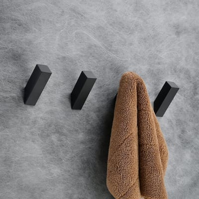 Set van 4 zwarte wandhaken voor handdoeken - Wandhaken voor badjassen, jassen, stevige hoedenhaken